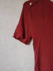 Rust Ribbed Knit Top