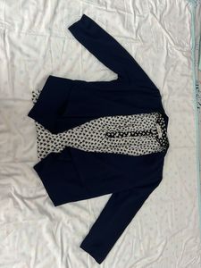 Blue Waterfall Jacket And White Top Combo
