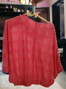 Red Pearl Sleeve Top