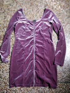 H&M. Purple Velvet Mini Dress