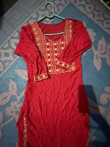 Red Embroidered Kurti