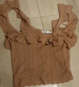 Zara Knit Ruffle Top
