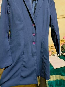 Ajio Navy Blue Full Sleeves Blazer