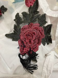 URBANIC White Shirt Top with Red Rose