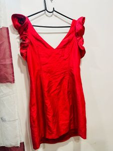 Red Ruffle Sleeve Beautiful Dress