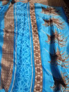 Elegant Blue Floral Saree without blouse offer