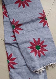 Floral Print Sunflower Saree (Silver Colour)