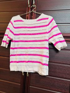 Striped ballerina pink &amp; Fuschia  Knit Top