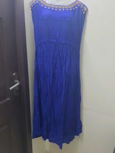 Blue Embroidered Maxi Dress