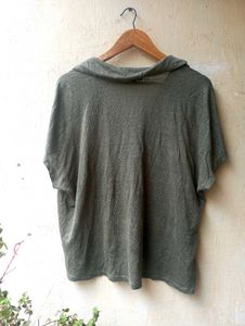 Korean Olive V-Neck Top Oversized (Women)
