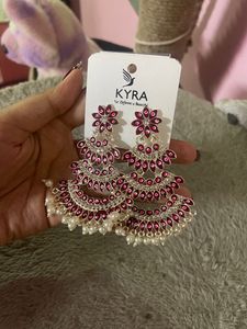 Expensive Silver With Pink Gemstones Earrings