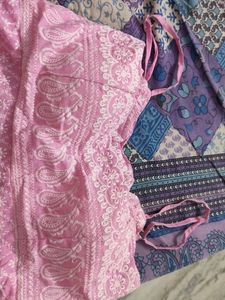 Pink Embroidered Peplum Tank