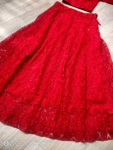 Red  Crop Top With Skirt