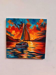 Mini Sailboat Sunset Painting