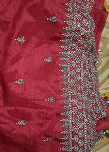 Maroon And Silver Saree