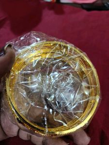 Gold Enamel Design Two Bangle Set 2.8 Size