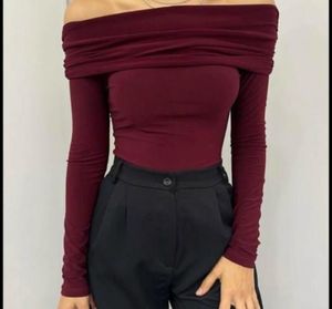 Burgundy Off-Shoulder Top