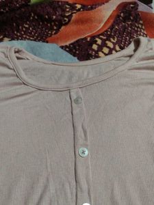 Blush Pink Ruffle Trim Button-Down Top