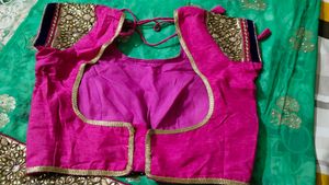 2 Colour Sari With Padded Blouse