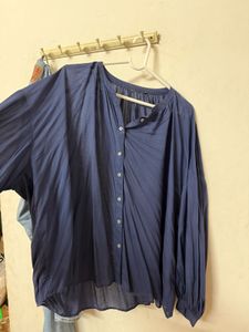 Blue Button-Down Top
