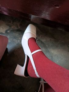Theatre Cream &amp; White Block Heel