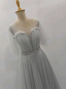 Elegant Grey Tulle Gown