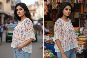 Multi coloured chiffon top