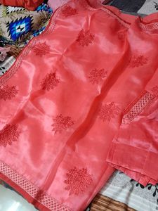 organza pink saree