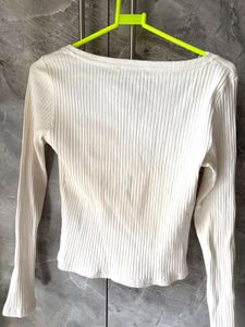 Zara Ribbed Square Neck Top