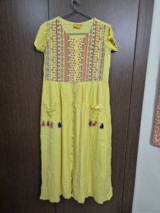 Yellow Long Embroidered Dress
