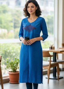 Blue Striped Cotton Kurta