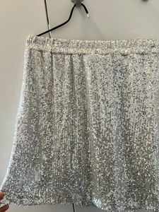 New Sequins Pencil Mini Skirt, Silver Sequin