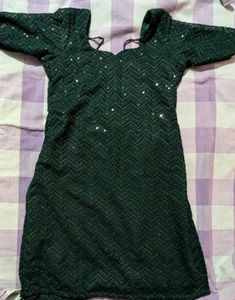 Emerald Green Embroidered Kurti