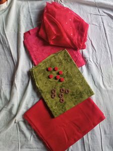 Cotton Dress Material Two Tops One Pant &amp;Dupatta