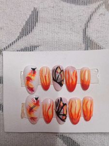 Flame Butterfly Press-On Nails