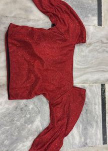 Red Sequin PADDED Crop Top