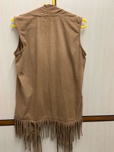 Tan Fringed Shrug For Women