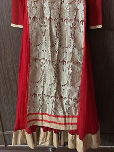 Red &amp; Gold Embroidered Anarkali