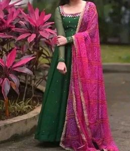 Georget Neck Embroidery Anarkali Sut With Dupata