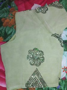 Elegant green Saree with Sequin Work
