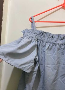 Cute Blue Off-Shoulder Top