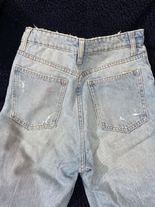 High Waist Blue Ribbed Jeans