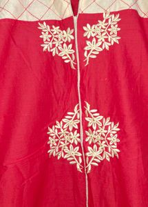 Red Front Slit Kurti