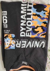 DNMX Charcoal full sleeve Graphic Print T-shirt