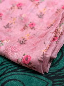 Organza Floral Pink Dupatta