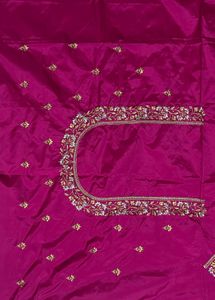 Embroidered Magenta Blouse Piece - 1.25 mtr
