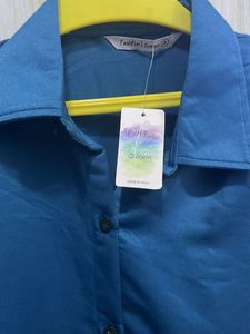 Teal Blue Satin Shirt