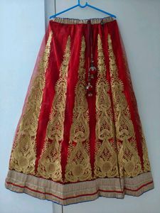 Red And Golden Lehenga With Choli
