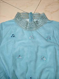 Aqua Chiffon Layered Dress
