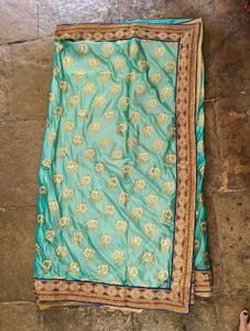 Teal Saree with Embellishments